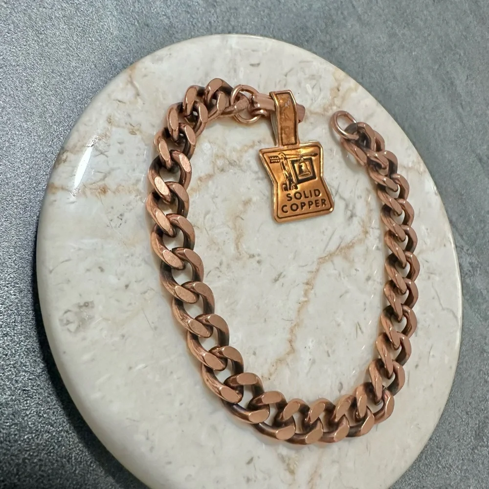 Vintage Bell Trading Sold Copper Curb Chain Link Bracelet - Picture 2 of 3